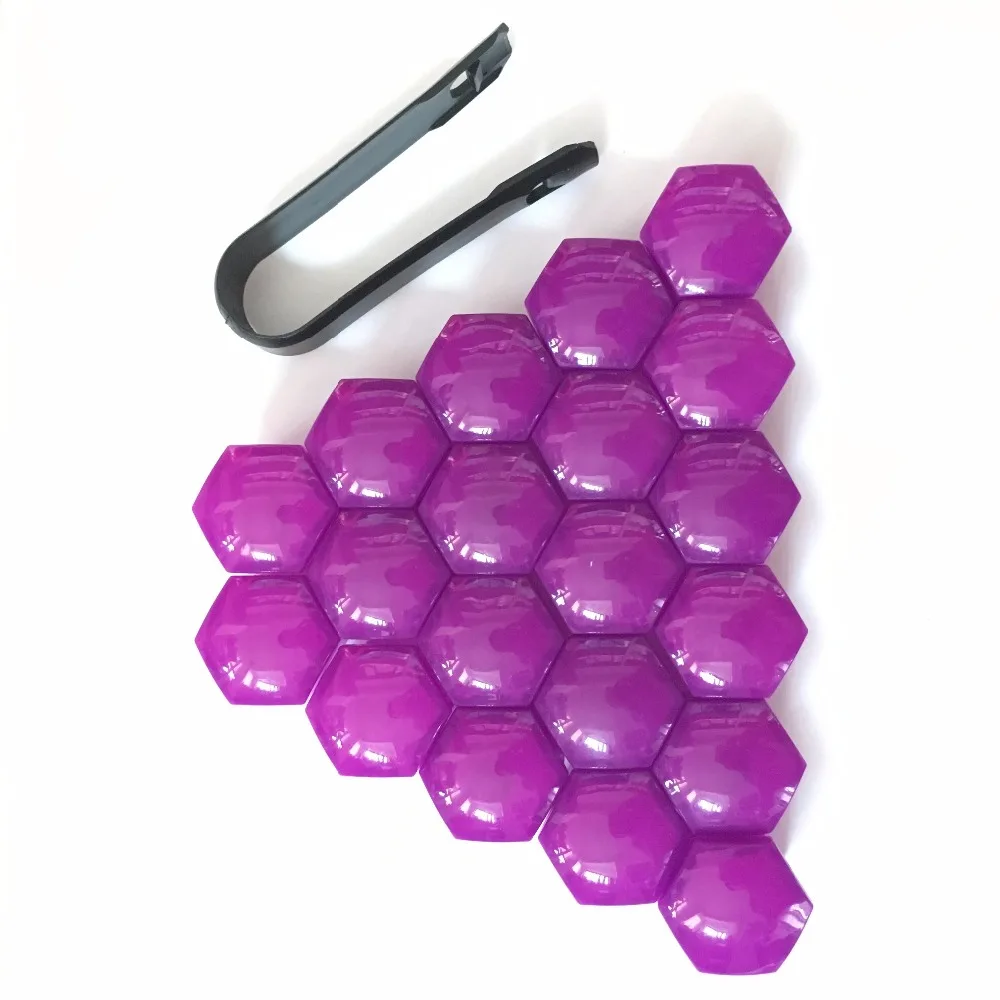 20PCs 19mm Purple Plastic Wheel Bolt Cap Covers Nut Protector and