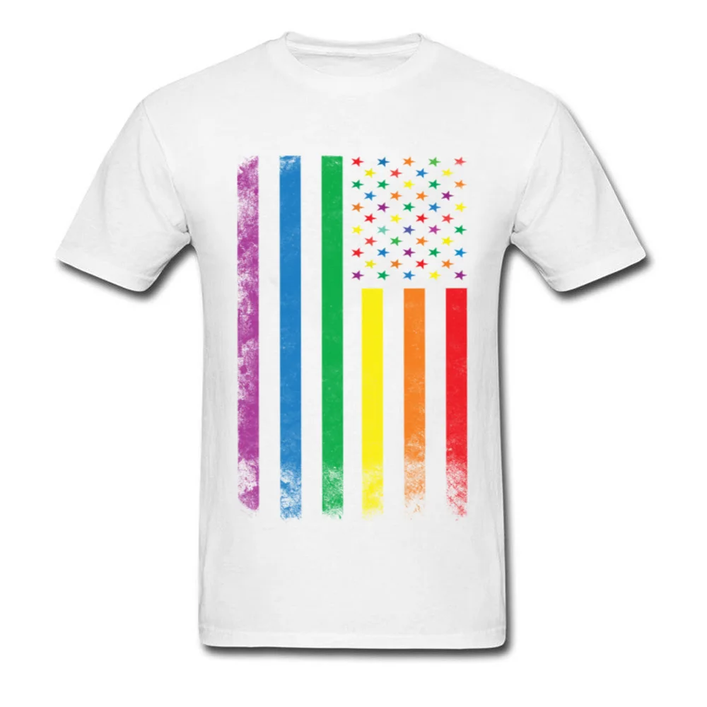 Rainbow American Flag Gay Lesbian Pride_white