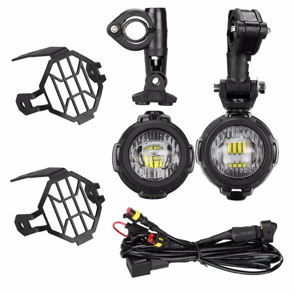 

Motorcycle LED Auxiliary Fog Lights + Protector Cover + Wiring Harness For BMMW R1200GS ADV Safety Driving Lamp