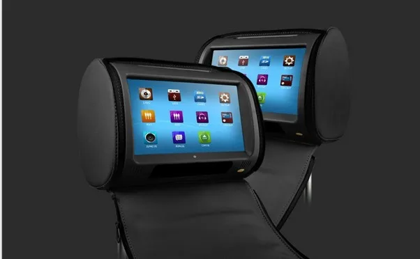 Excellent Black 2x9" Touch Screen Car Headrest DVD Player Car Pillow Monitor IR/FM Transmitter 800*480 & 1 Game Pad 1