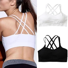Женский однотонный красивый черный бюстгальтер с перекрещивающимися ремешками, дышащие топы, спортивные бюстгальтеры для йоги, женский топ на бретелях