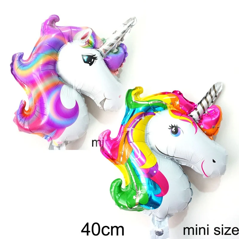 

(10pcs/lot)unicorn foil balloons mini size 40cm animal Unicorn balloons can't fly hand toys for birthday party balloons