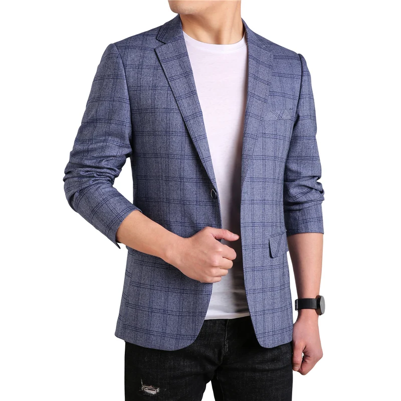 

MarKyi fashion plaid print men business blazers casual plus size 4xl suits and blazers for men
