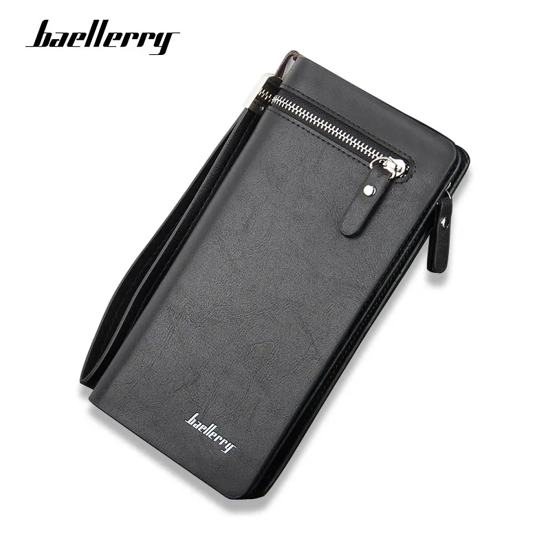 

Baellerry Brand 2019 Luxury Wallet Men PU Leather Zipper & Hasp Card Holder Multifunction Purse Male Clutch Top Quality