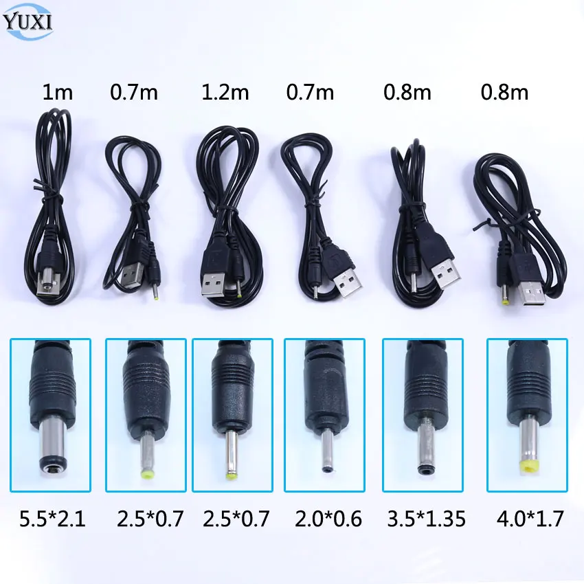 Кабель питания YuXi с USB портом на 5 5*2 1 мм 2 5*0 7 0*0 6 3 5*1 35 4 0*1 в постоянного