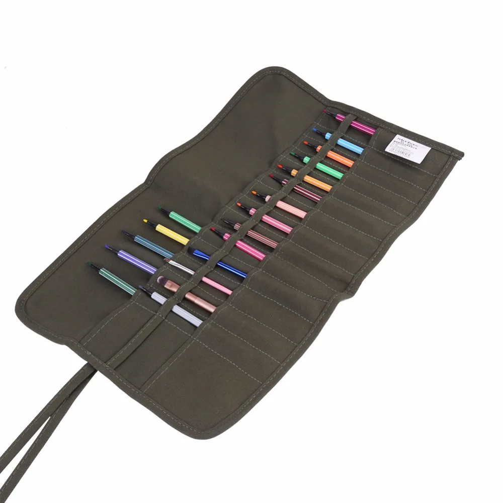 

New Larger 30 holes Roll Up Canvas Paint Brush Bag Artist Draw Pen Watercolor Oil Brushes Case