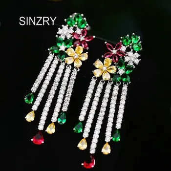 

SINZRY Luxury bridal drop earrings elegant colorful cubic zirconia tassel waterdrop earrings brilliant jewelry accessory