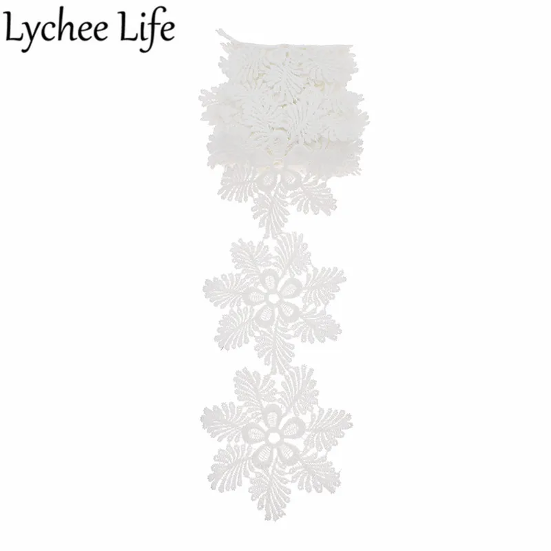 Lychee Life Снежинка вышитое кружево 2 ярдов молочный шелк сделай сам ручная работа