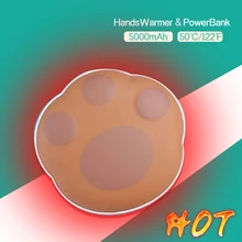Bearpaw Portable Hand Warmer Function Power Bank for iphone 8 8Plus Fast Charge Slim and Light External Battery Pack Girl Gifts