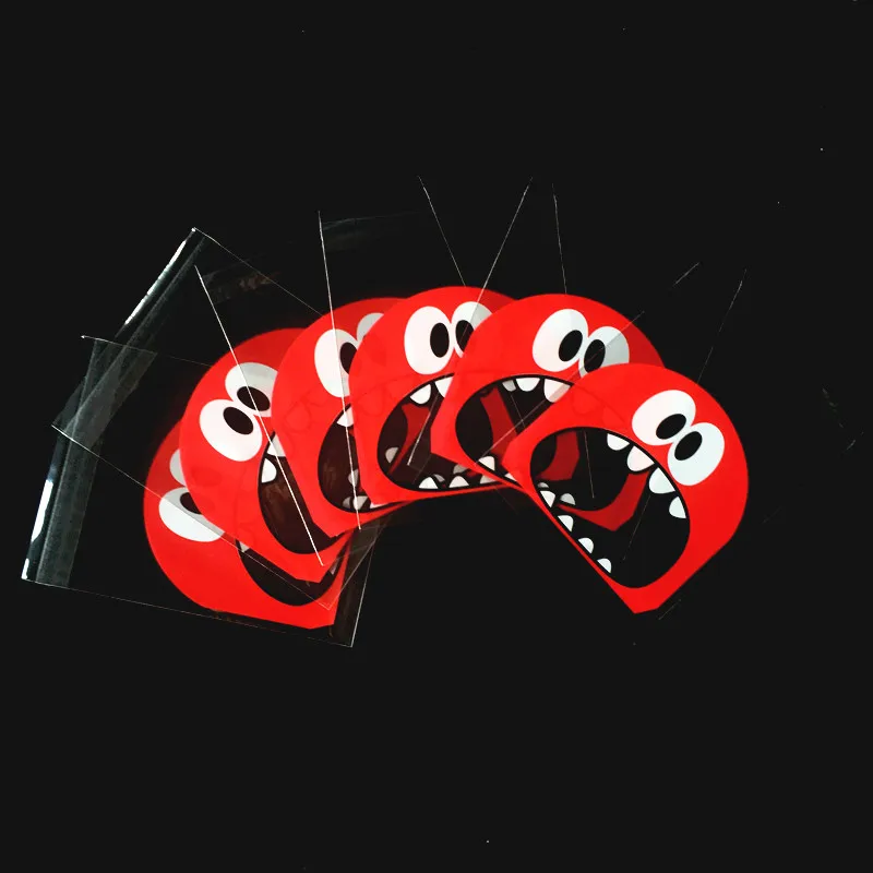 

100pcs/lot red monster plastic biscuit packaging bags cookies packing cake tools