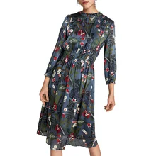 Зимнее платье повседневное длинное платье с принтом Синяя Женская одежда облегающее женское платье