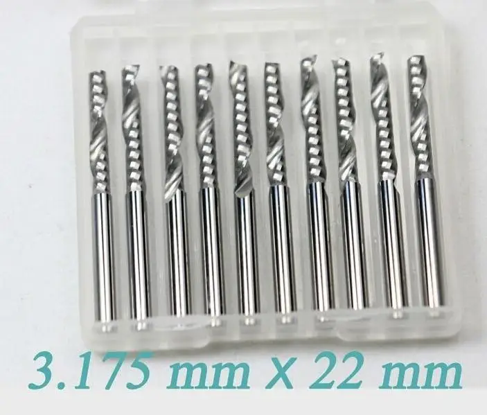 1/8" CNC router milling drill bits 22 mm long CEL Acrylic Pvc Wood 1LX3