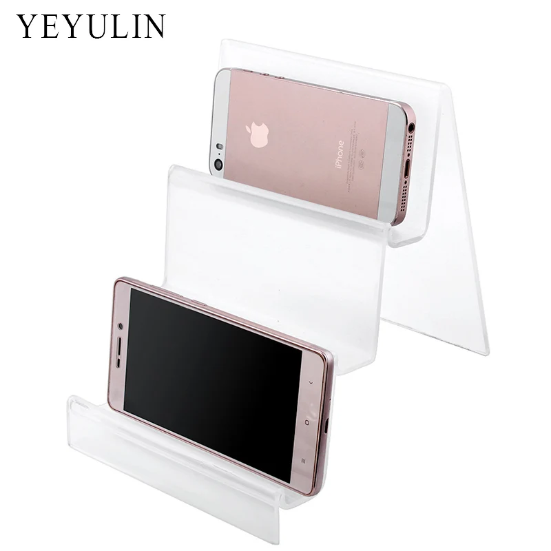 

New Arrival Clear Acrylic Three Layers Portable Mobile Cell Phone Holder Shelf Wallet Stand Living Room Storage Rack