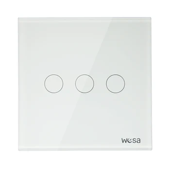 

2019 New design EU Standard Switch Wall Touch Switch Luxury White Crystal Glass, 3 Gang 1 Way Switch CMW-03