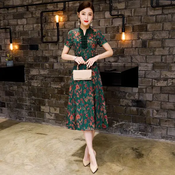Сексуальное длинное платье Чонсам, летнее винтажное платье в китайском стиле, модные женские вечерние платья с пуговицами, Vestido - Цвет: style-2