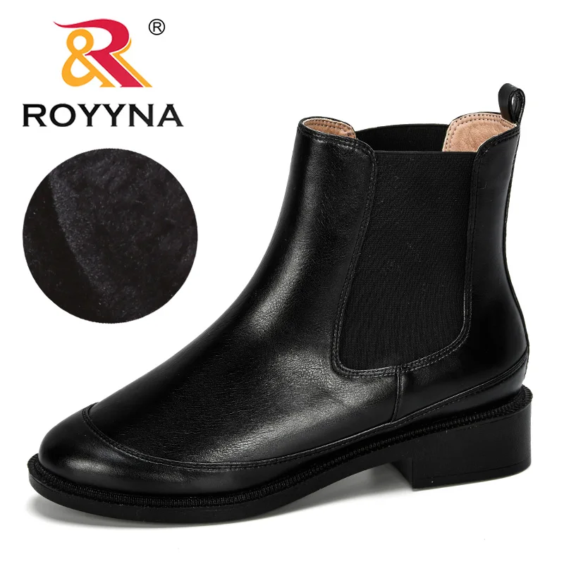 Женские Ботинки на каблуке ROYYNA кожаные офисные зиму размеры 36 41 2019|Полусапожки| |
