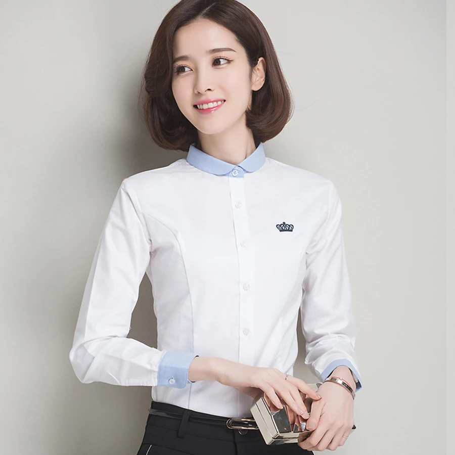 White Print Cotton Shirt Velvet Woman Office Uniform Tunic Plus Size Blouses Vintage Tops Dames Kleding Women P7C1314 |