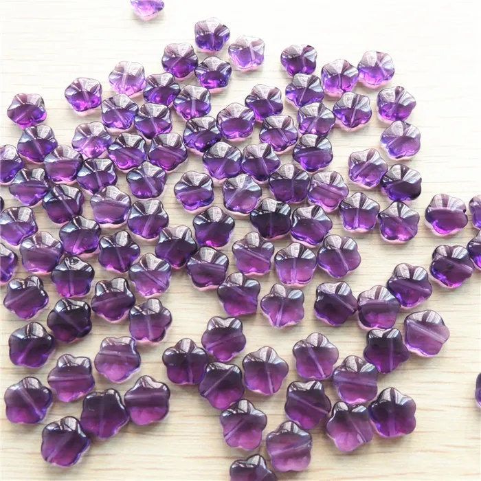 

2017 Fashion hot sale Good Quality natural stone Amethyst5 leaf with 10mm powder DIY bracelet accessories