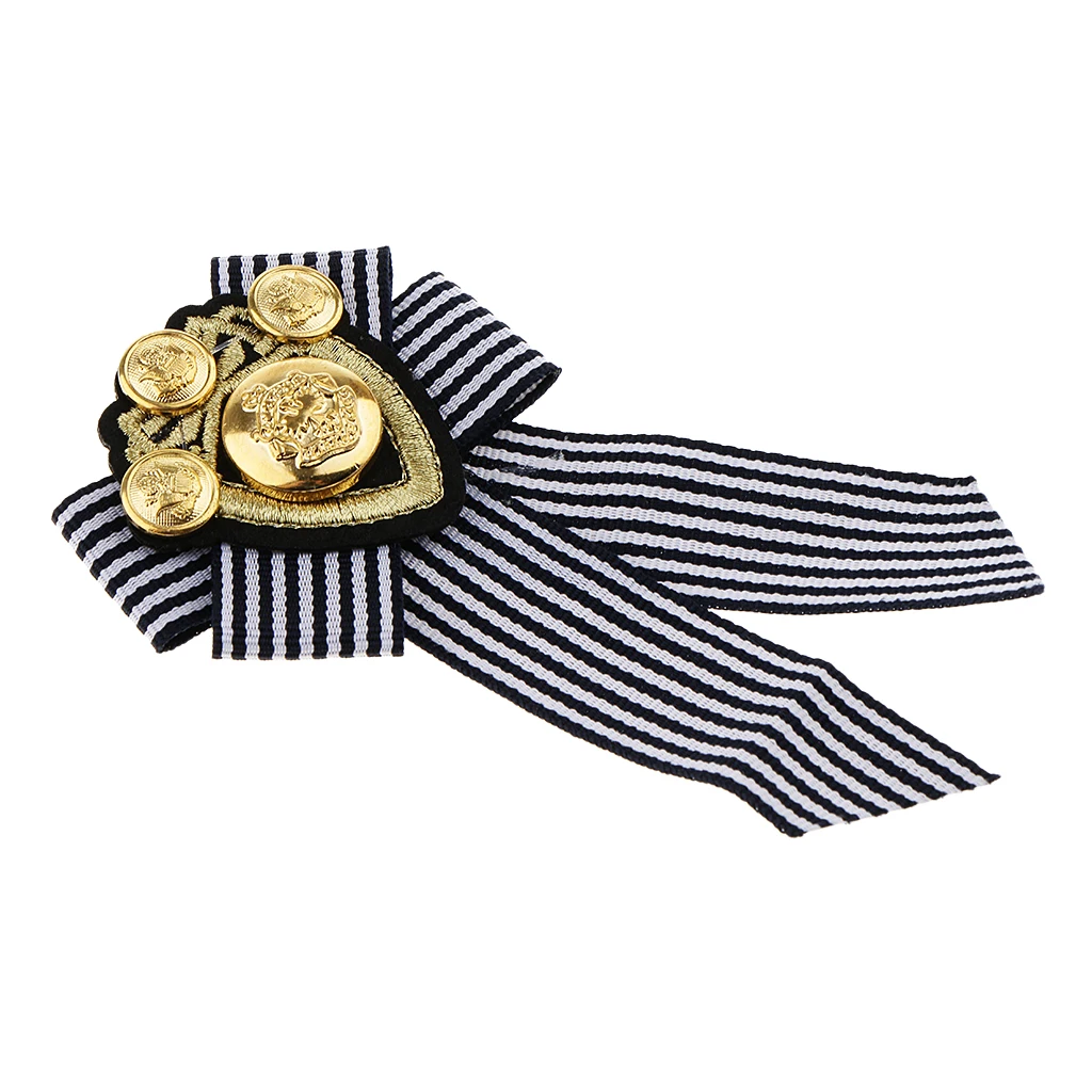 Pre-tied Bowknot Brooch Fabric Bow Tie Nautical Themed Men Wome British School Girls Badge Pin Clip