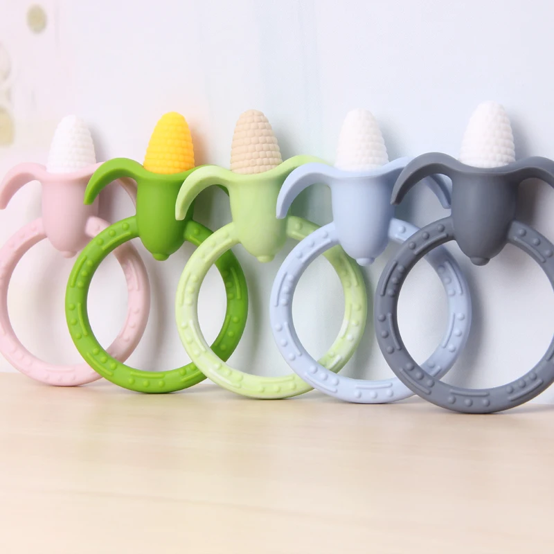 

Chenkai 5PCS BPA Free Silicone Baby Corn Teether Ring Pendant DIY Baby Shower Pacifier Dummy Nursing Teether Toy Accessories