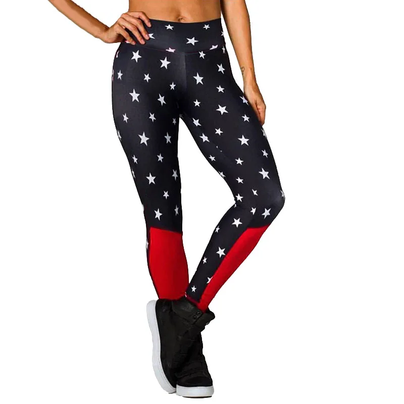 High Waist Leggings Fitness Workout Patchwork Pants Print