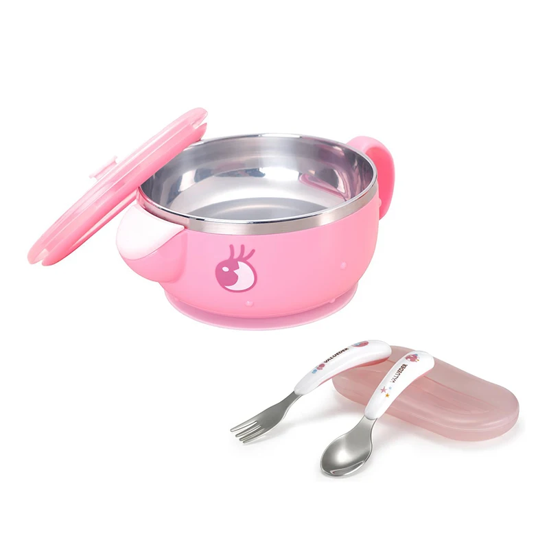 

VALUEDER Baby Bowl with Spoon&Fork Set Feeding Bowl with Suction Base and Cutlery Set for Kids