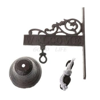 

Antique Style Cast Iron Hanging Door Bell Wall Mounted Welcome Doorbell Home Decoration
