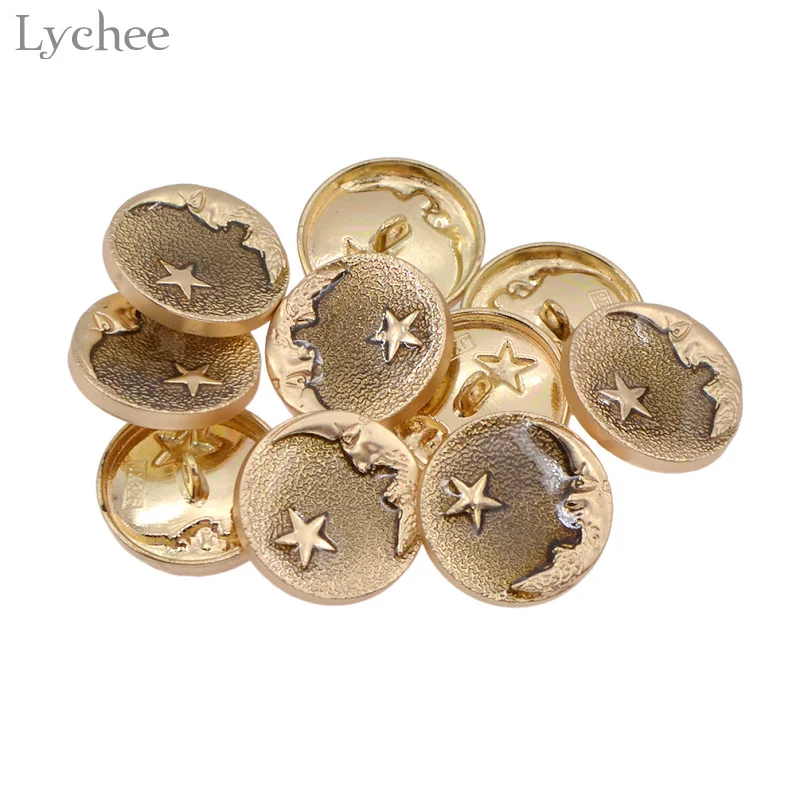 Lychee 10 шт. Круглый Резной хвостовик кнопка луна звезда Джинсы пуговицы для шитья