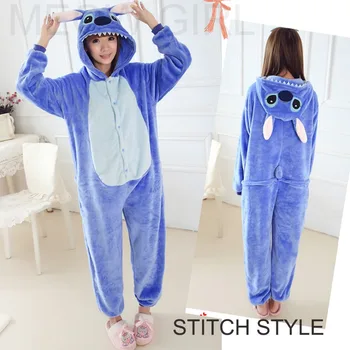 

Blue Stitch - Pajamas Anime Onesie Cosplay Costume Unisex Sleepwear Party Nightgown with Pockets