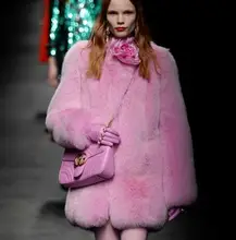 Top quality whole skin natural fox fur overcoat for women European style brand runway design pink real fox fur coats long jacket