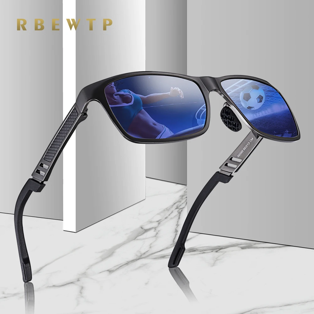 

RBEWTP Original HD Polarized Sunglasses Brand Aluminum Magnesium Square Mirror Men Sport Driving Glasses Goggles Oculos De Sol