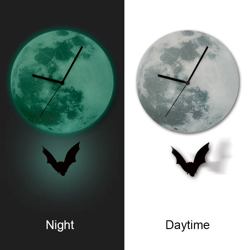 3D LUMINOVA настенные часы с Луной большие размеры зеркальные наклейки DIY домашний