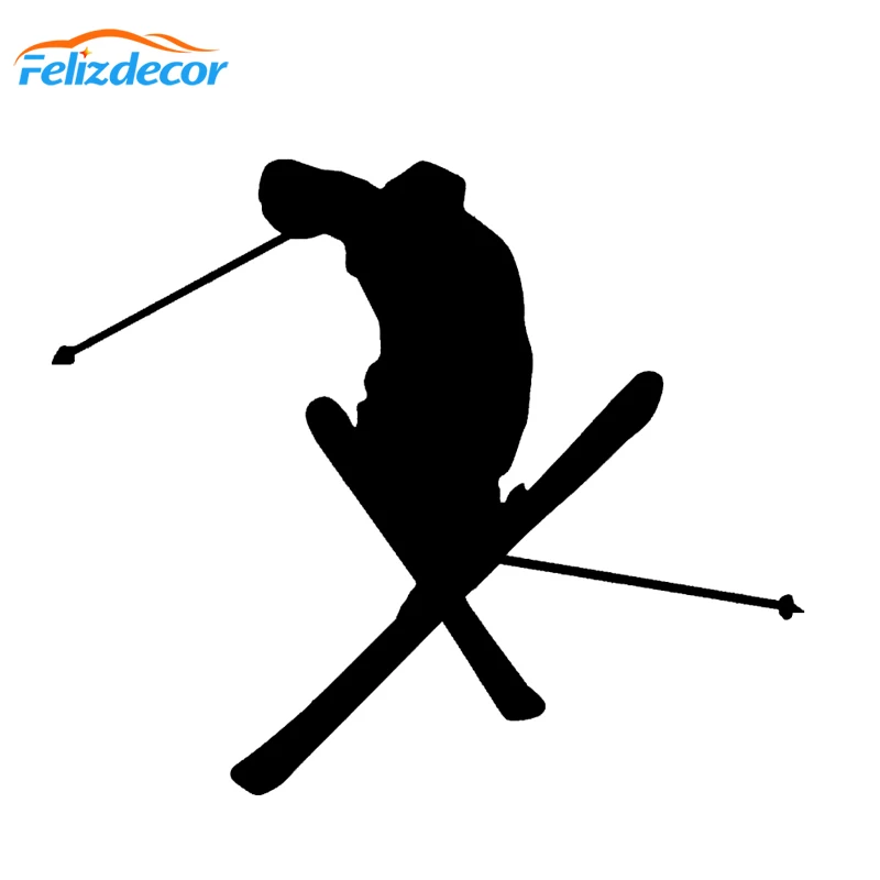 18*15cm Skiing Freestyle Art Car Decals Crossed Skis Car Window /Truck/Bumper / Laptop Decor
