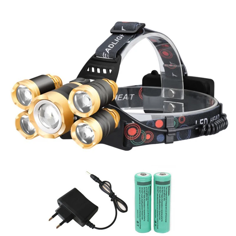 

Headlight 40000 Lumen headlamp CREE XML 5 LED T6 Head Lamp Flashlight Torchhead light with 18650 battery DC charger