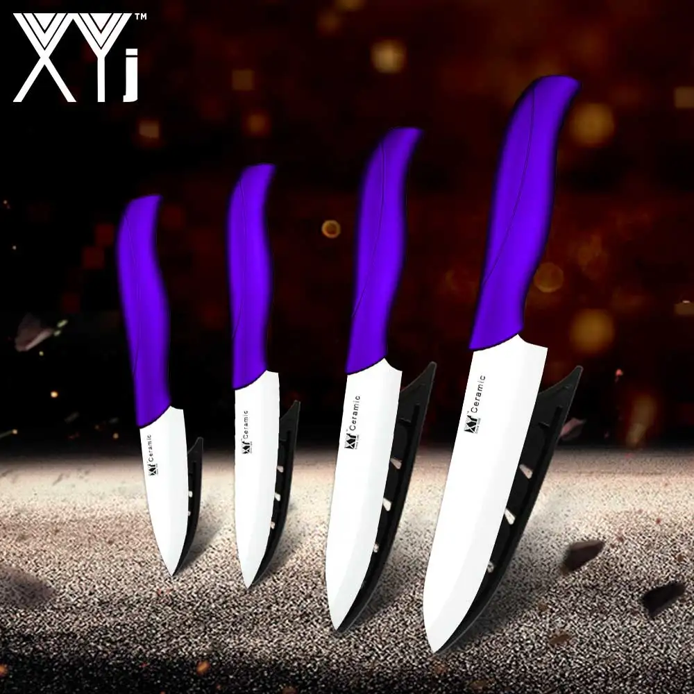 XYj керамический набор кухонных ножей 4 шт. набор кухонных ножей шеф-повара супер острое циркониевое лезвие ABS+ ручка TPR нож горячая Распродажа цена
