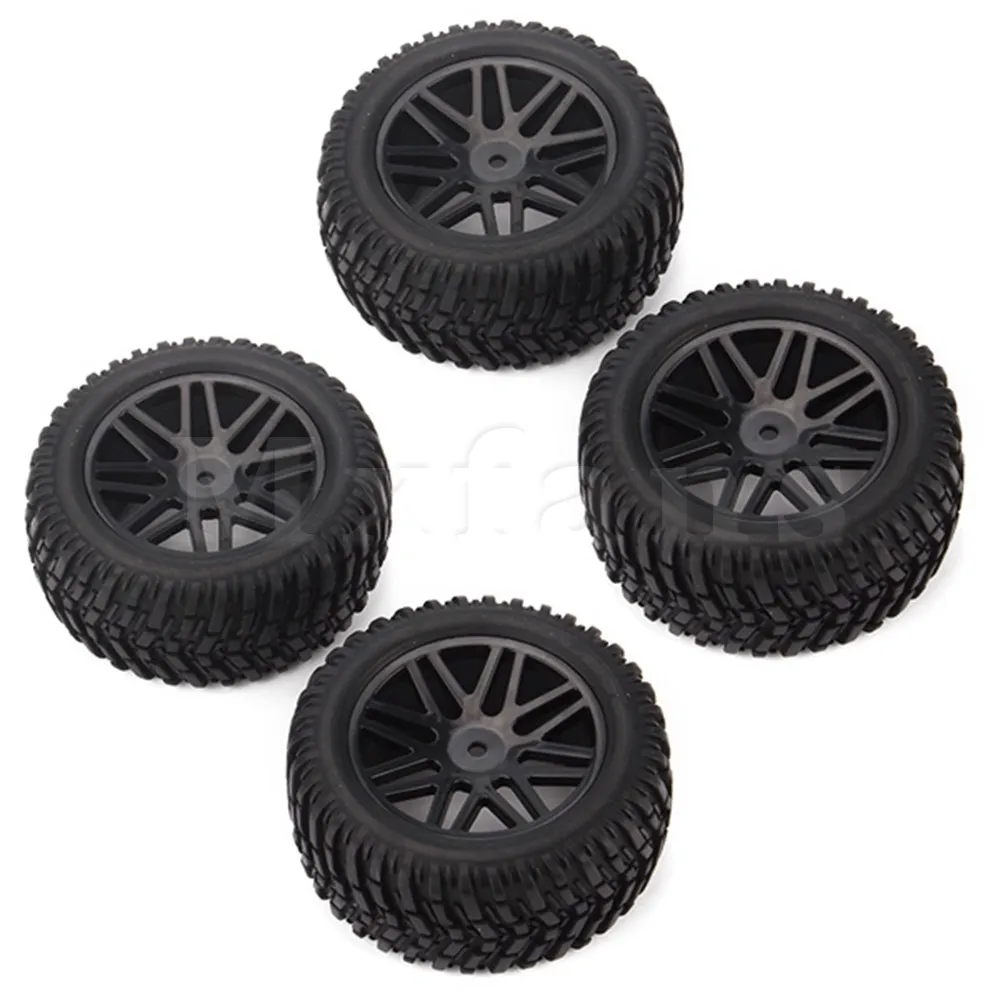 Mxfans 4 Pcs Off Road Vehicle Wheel Rim Black Tires Rubber 1 10 85mm Outer Diameter