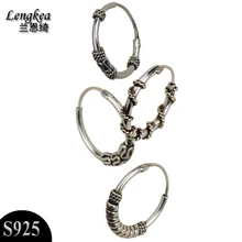 Персонализированные мужские и женские винтажные серебряные серьги из серебра 925 пробы, серьги с застежкой, серьги-гвоздики, аксессуары для ушей