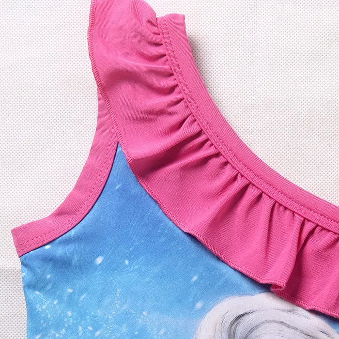 Детские летние наборы для плавания купальные костюмы с изображением из мультфильма для маленьких девочек Анна Эльза бикини на бретельках декольте с открытыми плечами для купания пляжная одежда для детей