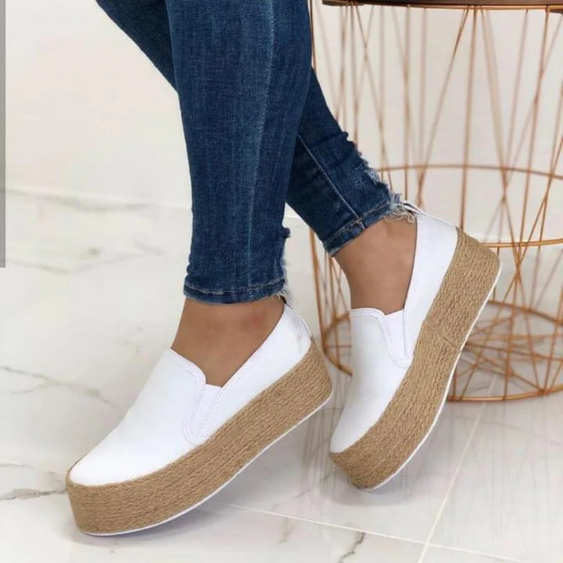 

Laamei Sneakers Shoes Women Autumn Leather Thick Bottom Lace Up Women Flats Round Toe Shallow Platform Casual Mujer