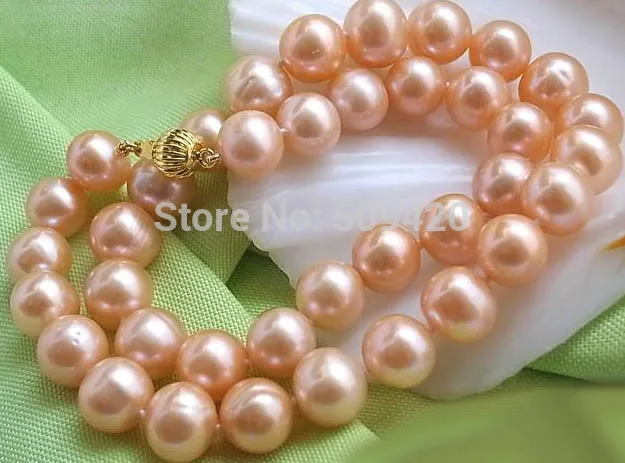 

~~ Free Shipping AAA++17" 12MM PINK ROUND FRESHWATER CULTURED PEARL NECKLACE