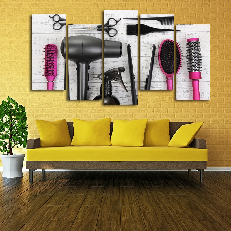 5 панелей парикмахерские инструменты для создания объема Wall Art Картины холсте