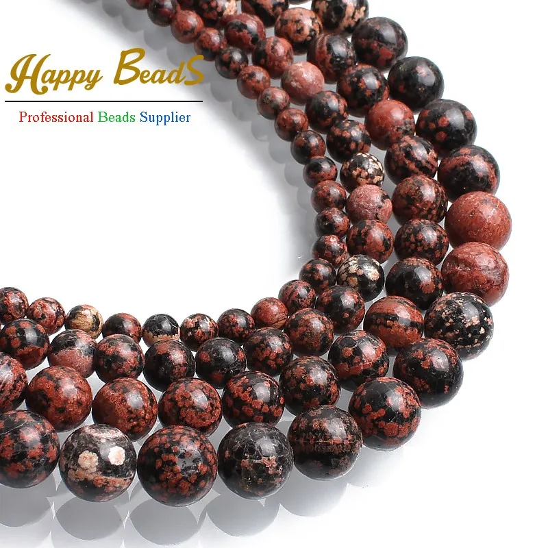

natural stone beads mahagony snowflake jaspers round beads for jewelry making 15inch/strand 6/8/10/12mm pick size