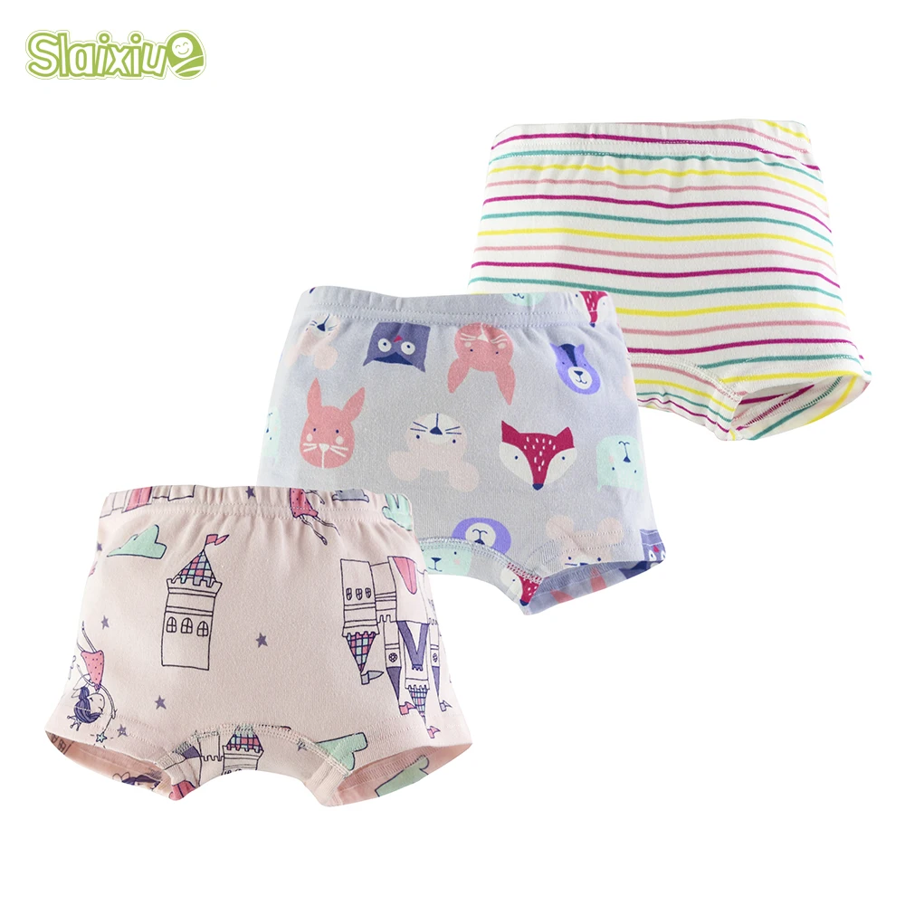 

3 Pcs/lot Kawaii Girls Pants for Baby Boxer Kids Children's panties Cartoon Animal panty Girls Underwear Teenage Pants Boxer