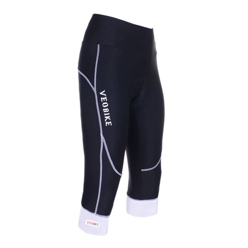 Велосипедные шорты с гелевой подкладкой, женские велосипедные 3/4 штаны, Mtb спортивные обтягивающие летние брюки, дышащие, быстросохнущие, спортивная одежда для фитнеса - Цвет: black white