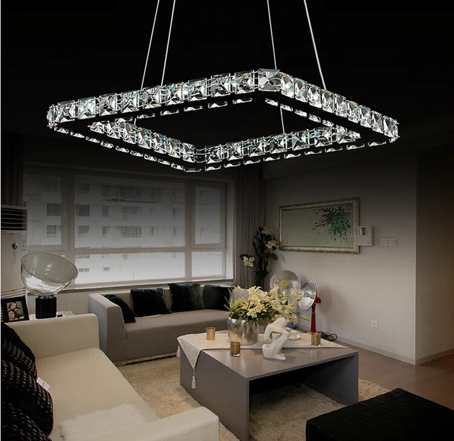 Luksusowe Srebrny Plac Kryształ Kryształowy żyrandol Lampa Led