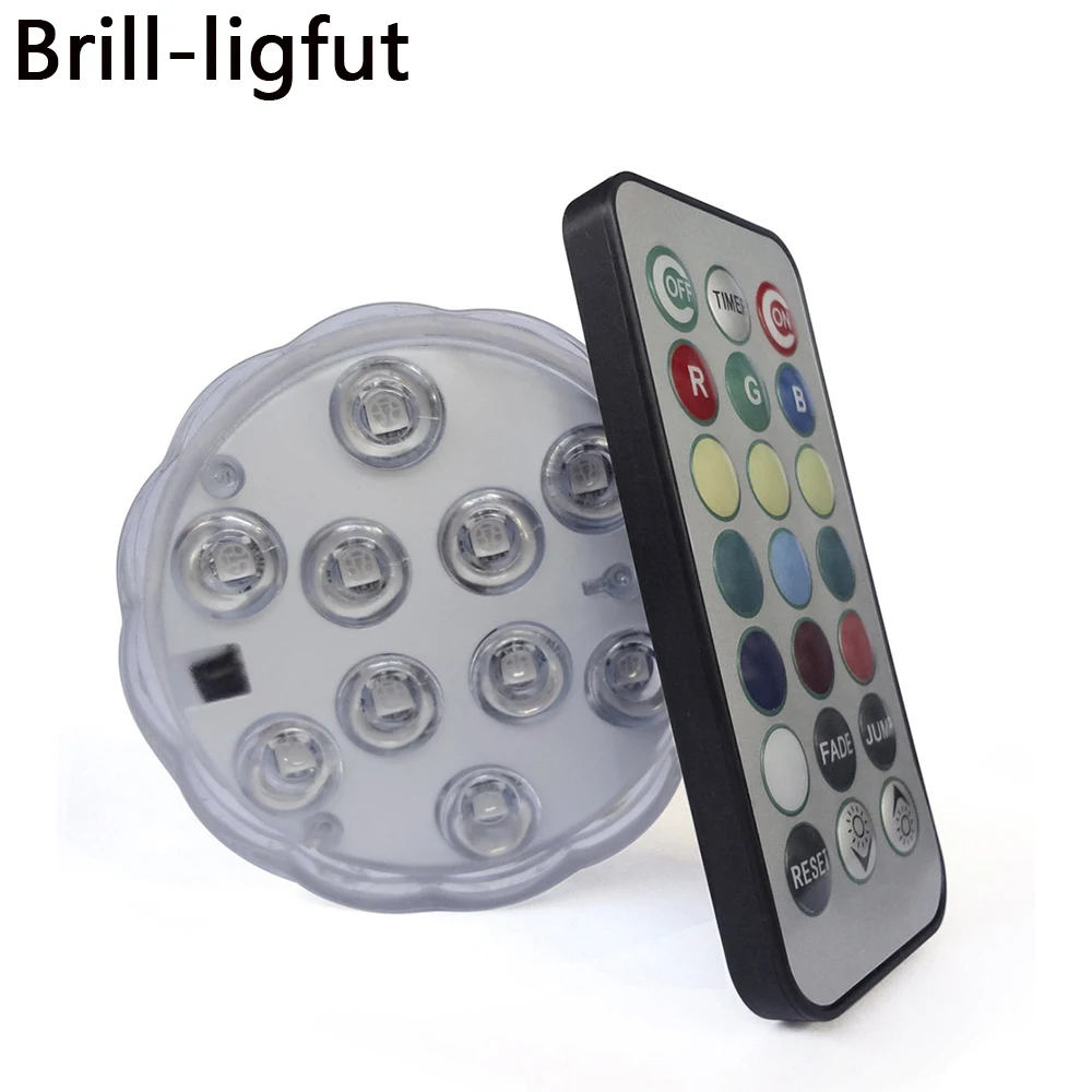 

10leds RGB Submersible Led Light Underwater Night Lamp LED Tea Light Vase Fish Tank Swimming Pool Light for Garden Wedding Party