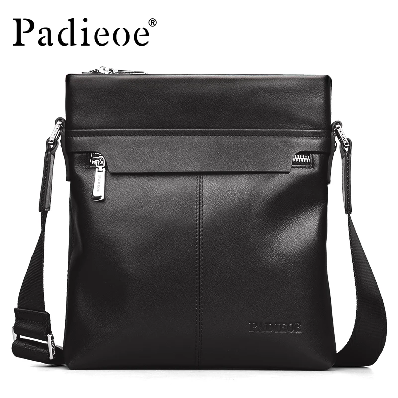 

Free Shipping Men Genuine Leather Zipper Envelope Shoulder Crossbody Bags Black Man Handbags Crossbody Sling Messenger Bag