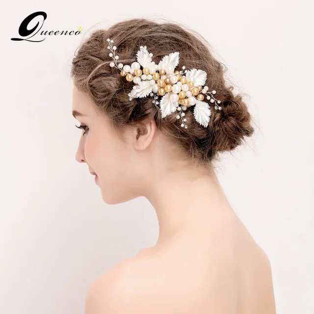 Aliexpress Gorgeous Tiara Pearl Hair Comb Leaves Bridal Gorgeous Tiara Pearl Hair Comb Leaves Bridal Headband Women Jewelry Hairband Ornaments Bride Wedding
