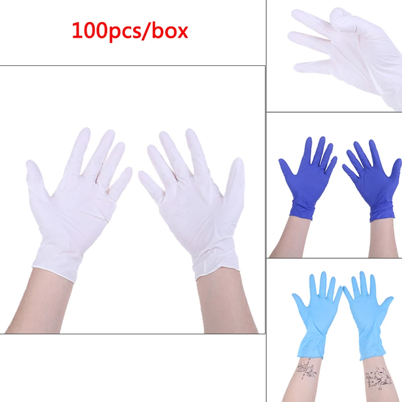 100pcs/set Tattoo Gloves Disposable Fingers Protector Latex Non-toxic Accessories Waterproof Tattoo Supplies Gloves Machine Kits