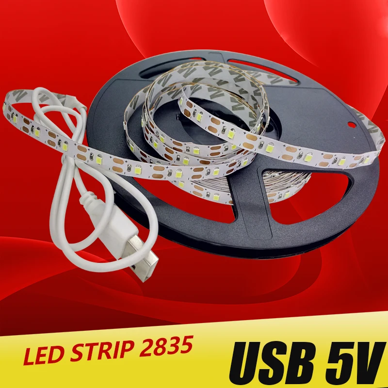 LED strip 1 m 2 m usb ha condotto la luce di striscia 5 v 3528 smd rgb caldo/bianco freddo flessibile tv sfondo di illuminazio